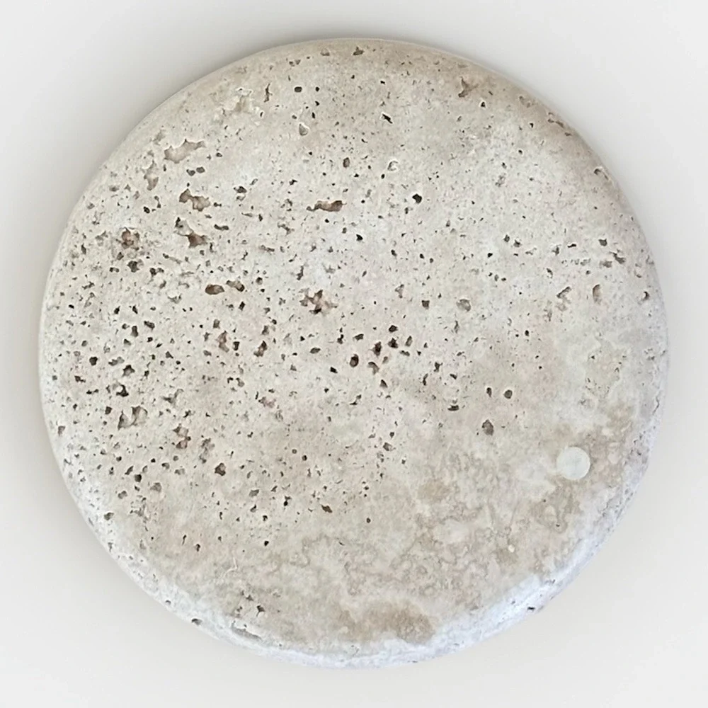 Neutral Marble Travertine Round Vanity Tray Jewelry Makeup Dish Decorative Beige